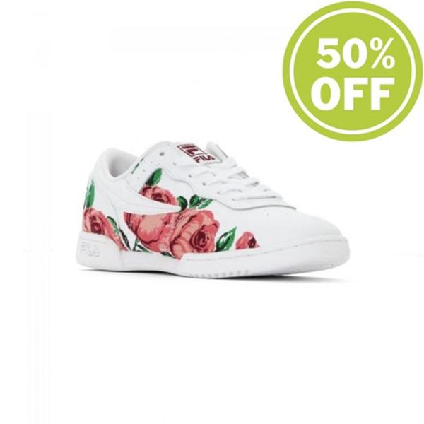 Fila Original Fitness Embroidery Low-Cut Women's Sneakers - White/Flower,NZ 140-23806